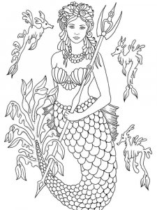 Mermaid coloring page 21 - Free printable