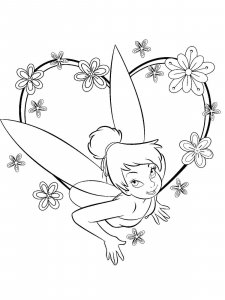 Tinker Bell and heart coloring page