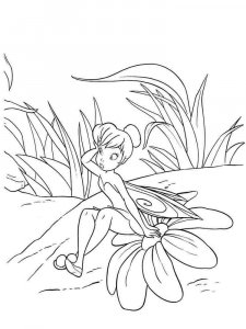 Coloring Fairy Tinker Bell on a flower