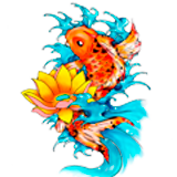 KOI Fish coloring pages for Adults
