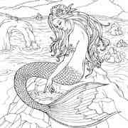 Mermaid coloring pages for Adults