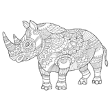 Rhino coloring pages for Adults