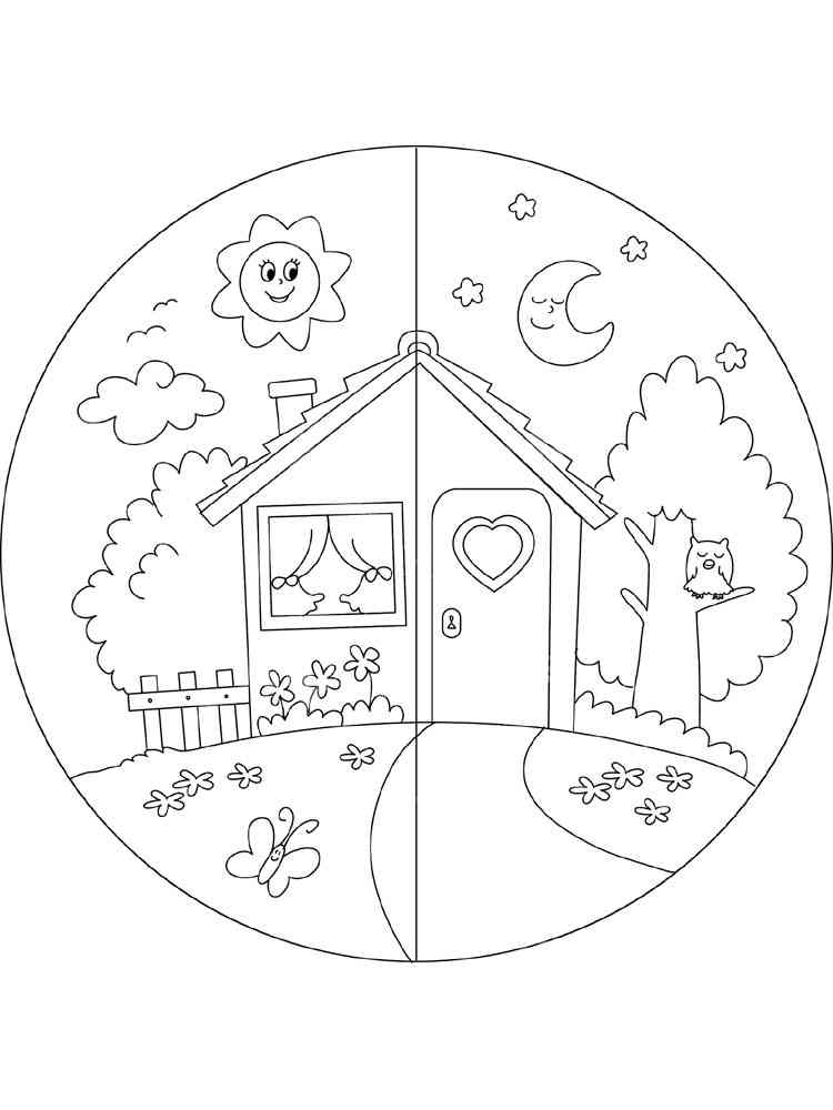 Day and night coloring pages. Free Printable Day and night coloring pages.