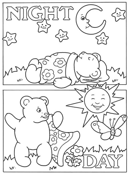 Day and night coloring pages