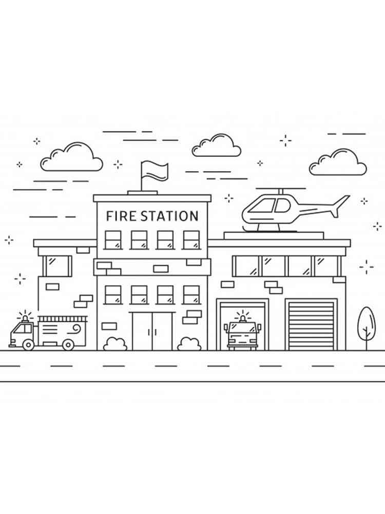Fire Station coloring pages. Download and print Fire Station coloring