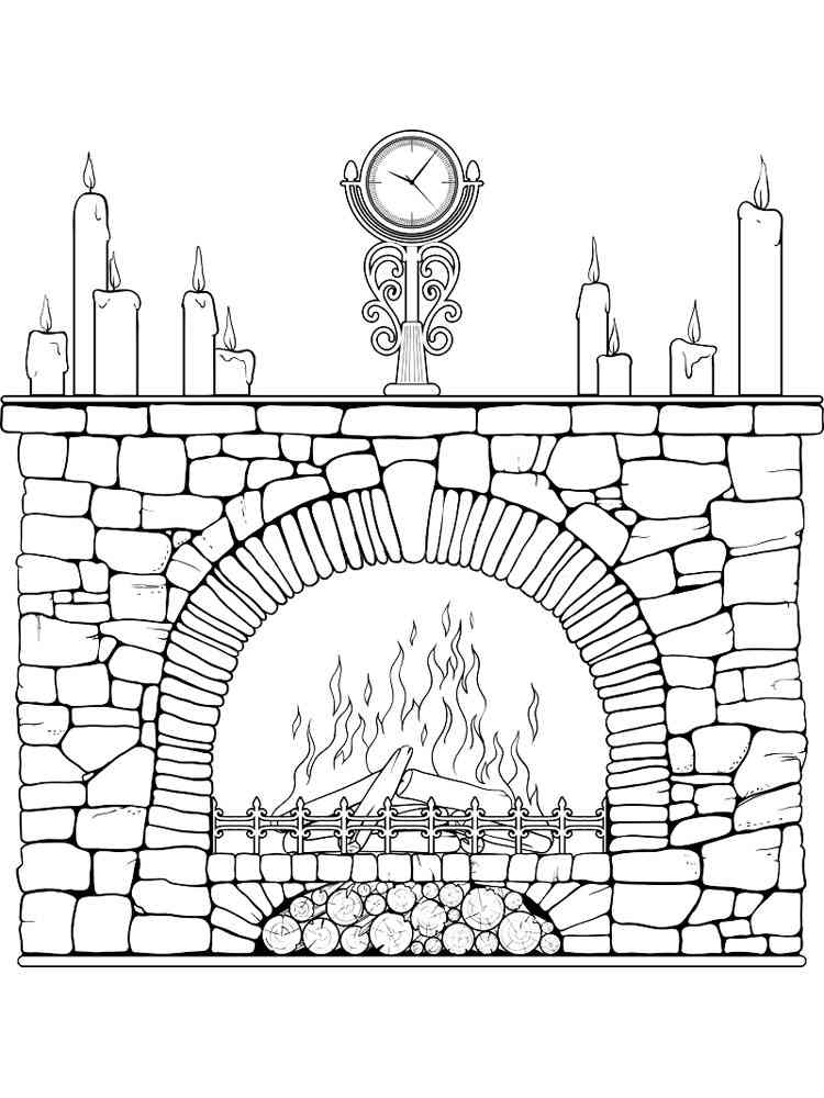 Fireplace coloring pages. Download and print Fireplace coloring pages.