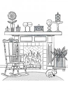 Fireplace coloring page 13 - Free printable