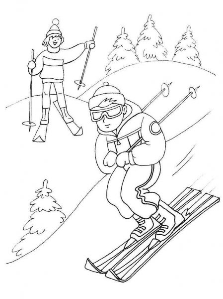 Skiing coloring pages