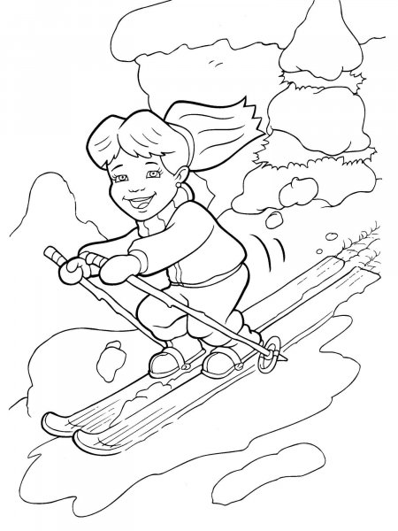 Skiing coloring pages