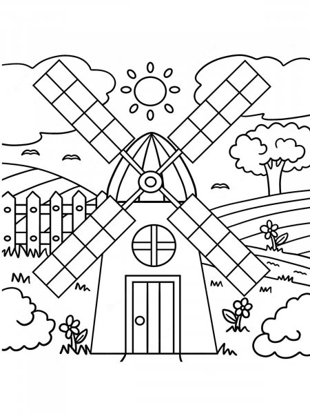 Windmill coloring pages