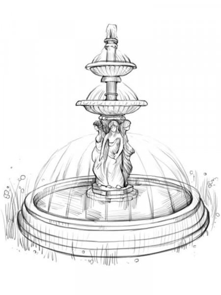 Fountain coloring pages