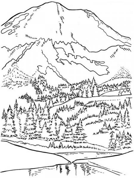 Mountains coloring pages. Download and print mountains coloring pages