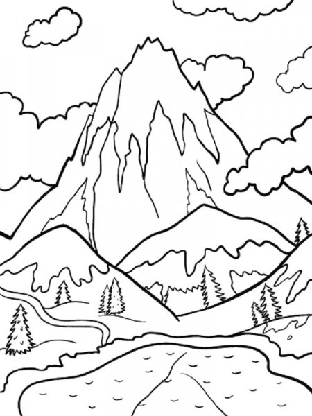 Mountains coloring pages. Download and print mountains coloring pages