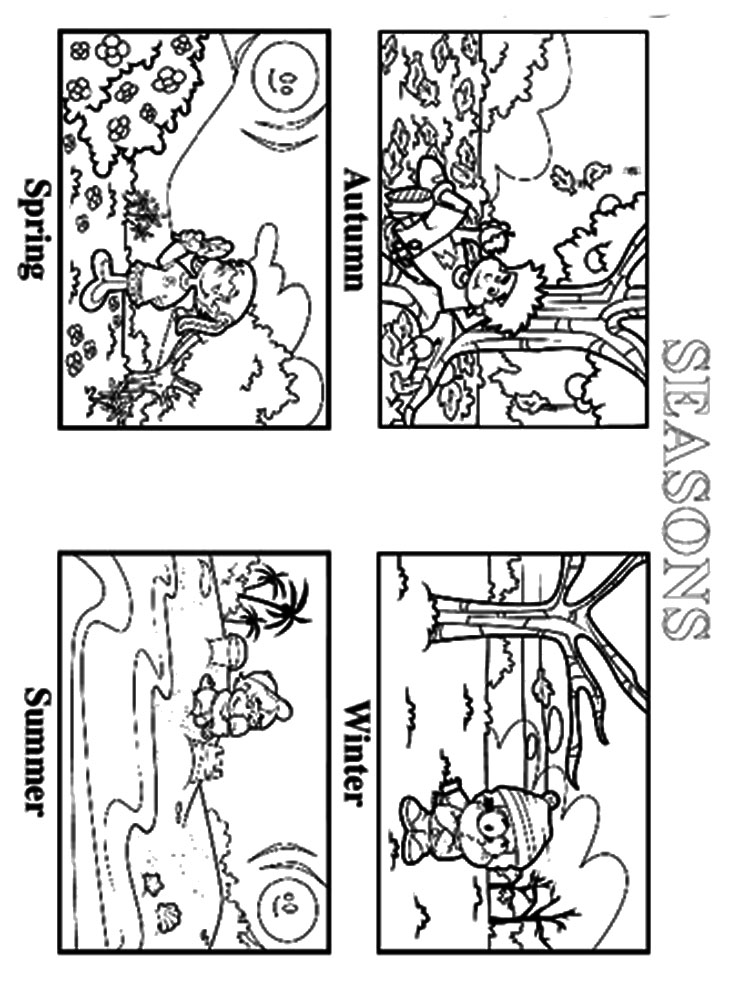 Four Seasons Coloring Page Printable